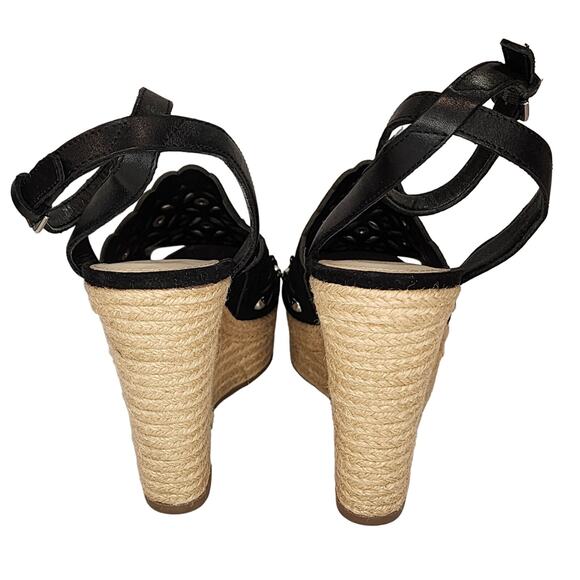 New Marc Fisher Womens Hata Wedge Sandals size 8M Black Suede - Picture 4 of 7